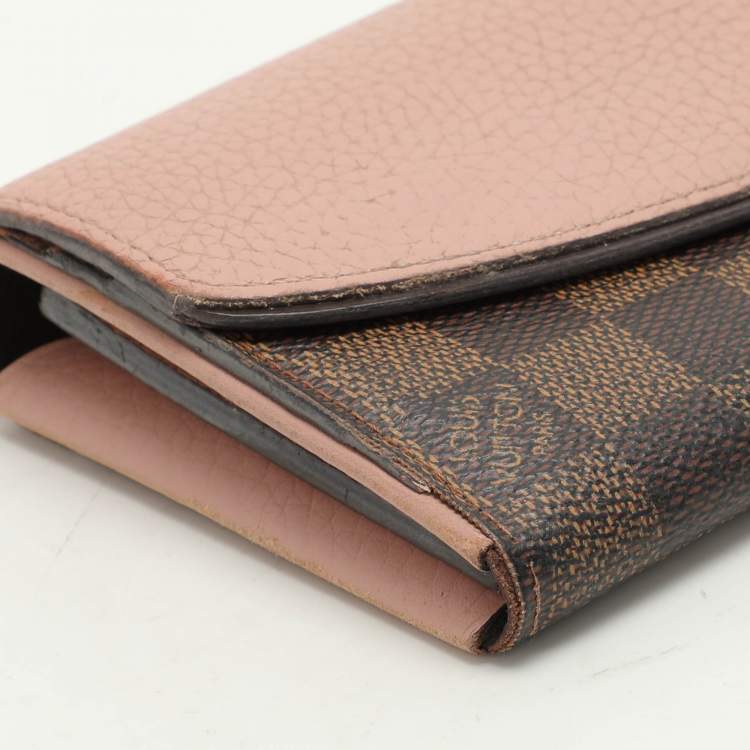 Pre Owned Louis Vuitton Damier Ebene Canvas and Leather Normandy Continental Wallet