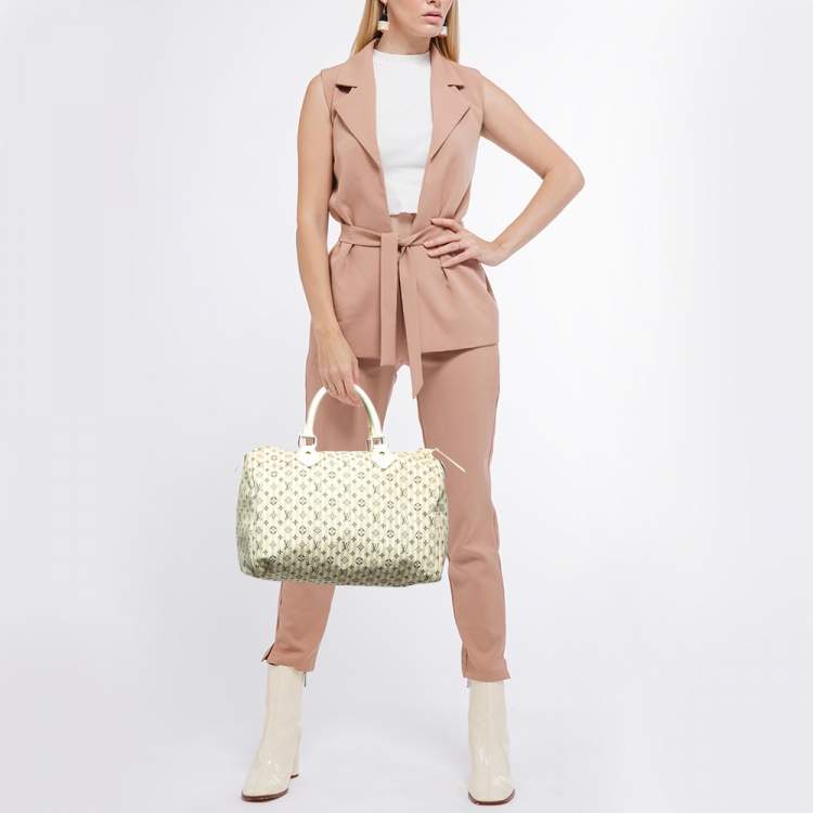 Pre Owned Louis Vuitton Blue/White Monogram Mini Lin Croisette Speedy 30 Bag