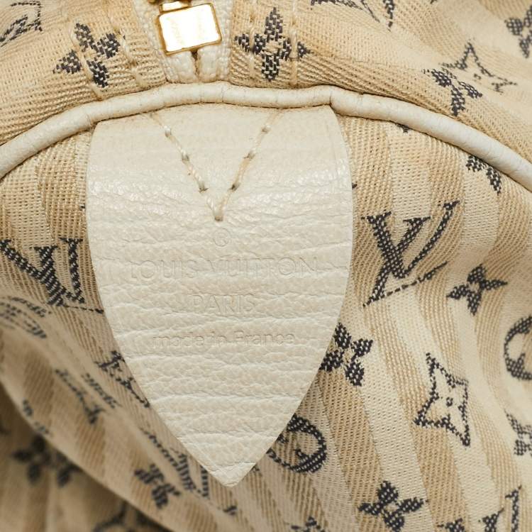 Pre Owned Louis Vuitton Blue/White Monogram Mini Lin Croisette Speedy 30 Bag