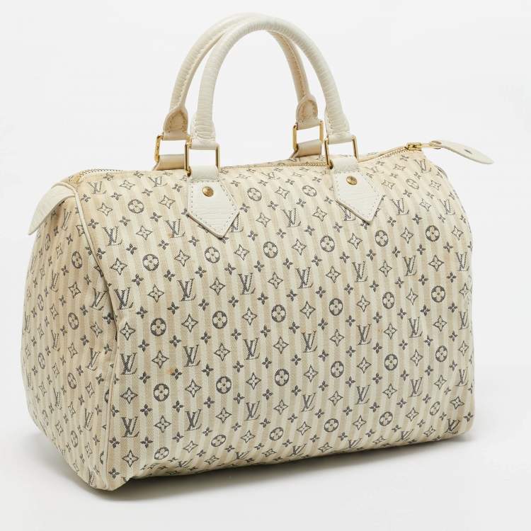 Pre Owned Louis Vuitton Blue/White Monogram Mini Lin Croisette Speedy 30 Bag