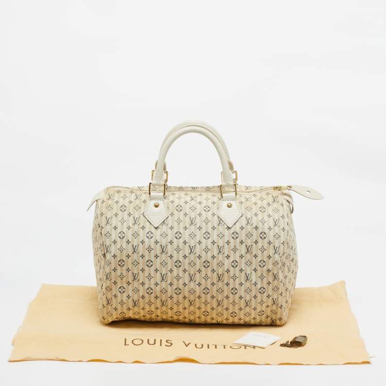 Pre Owned Louis Vuitton Blue/White Monogram Mini Lin Croisette Speedy 30 Bag