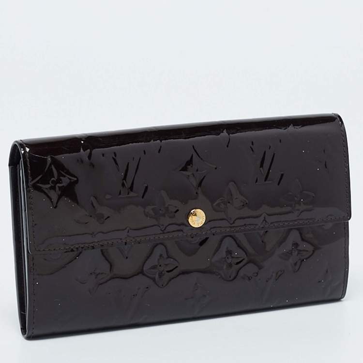 Pre Owned Louis Vuitton Amarante Monogram Vernis Sarah Wallet