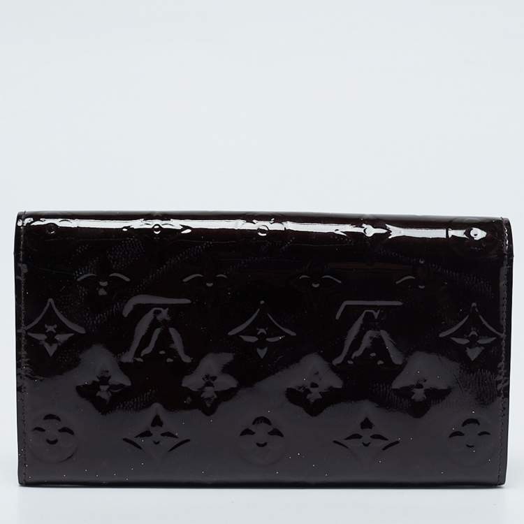 Pre Owned Louis Vuitton Amarante Monogram Vernis Sarah Wallet