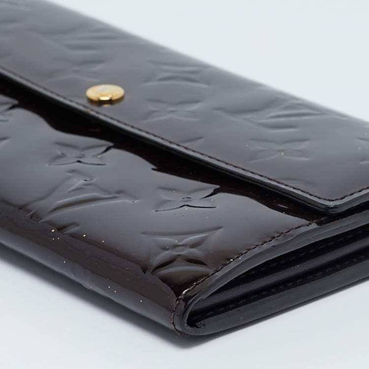 Pre Owned Louis Vuitton Amarante Monogram Vernis Sarah Wallet