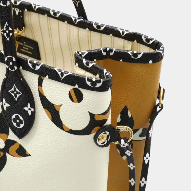 Pre Owned Louis Vuitton Ivory Camel Giant Monogram Jungle Neverfull Mm Tote Bag