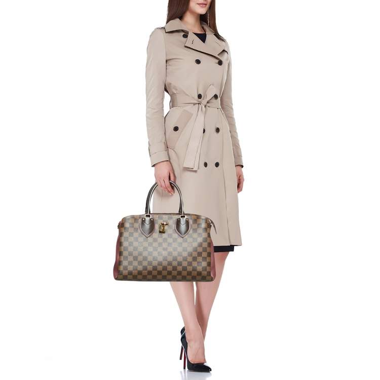 Pre Owned Louis Vuitton Bordeaux Damier Ebene Canvas and Leather Normandy Bag