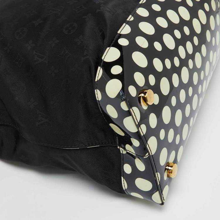Pre Owned Louis Vuitton Black Monogram Satin Yayoi Kusama Dots Infinity Lockit Vertical MM Bag