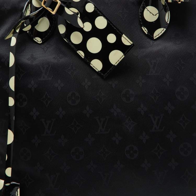 Pre Owned Louis Vuitton Black Monogram Satin Yayoi Kusama Dots Infinity Lockit Vertical MM Bag