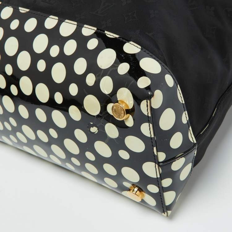 Pre Owned Louis Vuitton Black Monogram Satin Yayoi Kusama Dots Infinity Lockit Vertical MM Bag