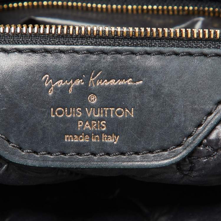 Pre Owned Louis Vuitton Black Monogram Satin Yayoi Kusama Dots Infinity Lockit Vertical MM Bag