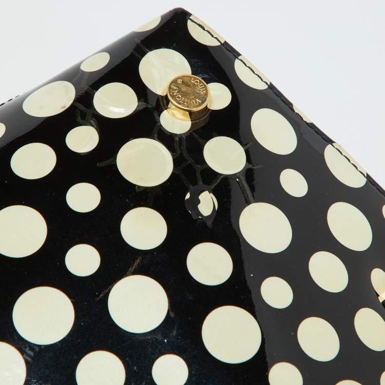 Pre Owned Louis Vuitton Black Monogram Satin Yayoi Kusama Dots Infinity Lockit Vertical MM Bag