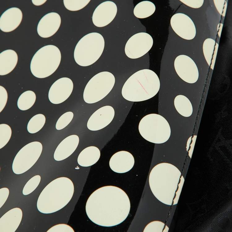 Pre Owned Louis Vuitton Black Monogram Satin Yayoi Kusama Dots Infinity Lockit Vertical MM Bag