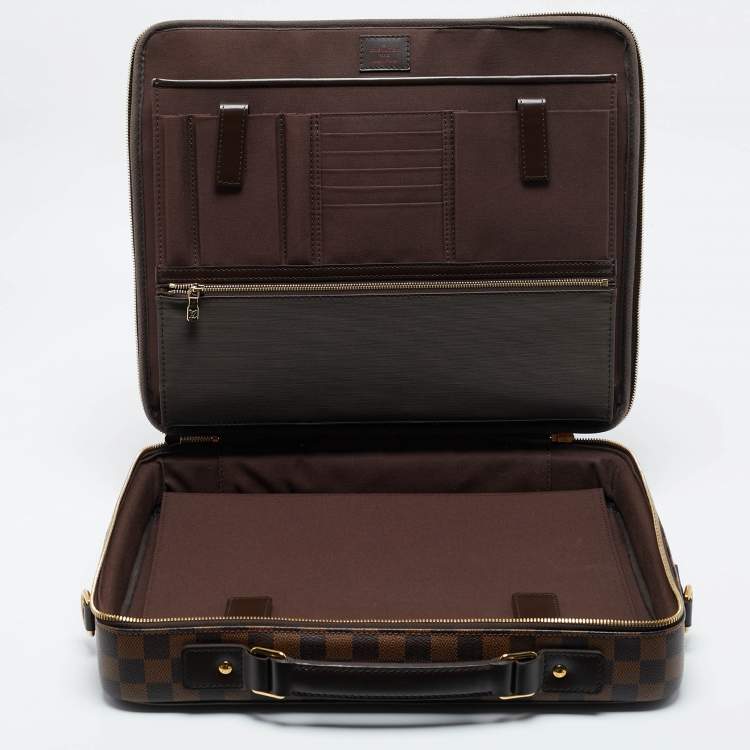 Pre Owned Louis Vuitton Damier Ebene Canvas and Leather Sabana Laptop Bag