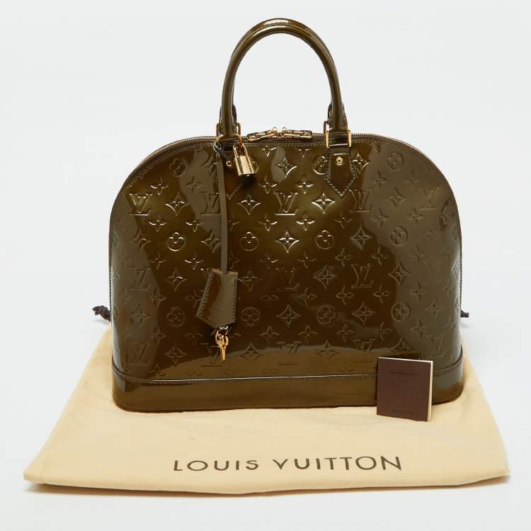 Pre Owned Louis Vuitton Vert Bronze Monogram Vernis Leather Alma GM Bag