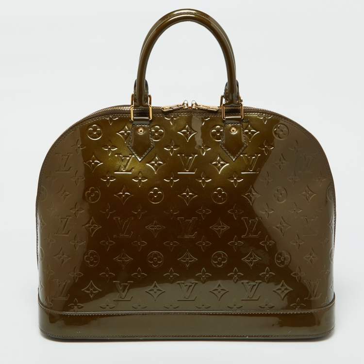 Pre Owned Louis Vuitton Vert Bronze Monogram Vernis Leather Alma GM Bag