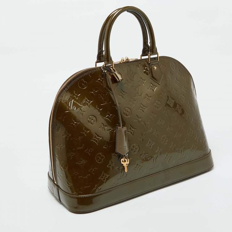 Pre Owned Louis Vuitton Vert Bronze Monogram Vernis Leather Alma GM Bag
