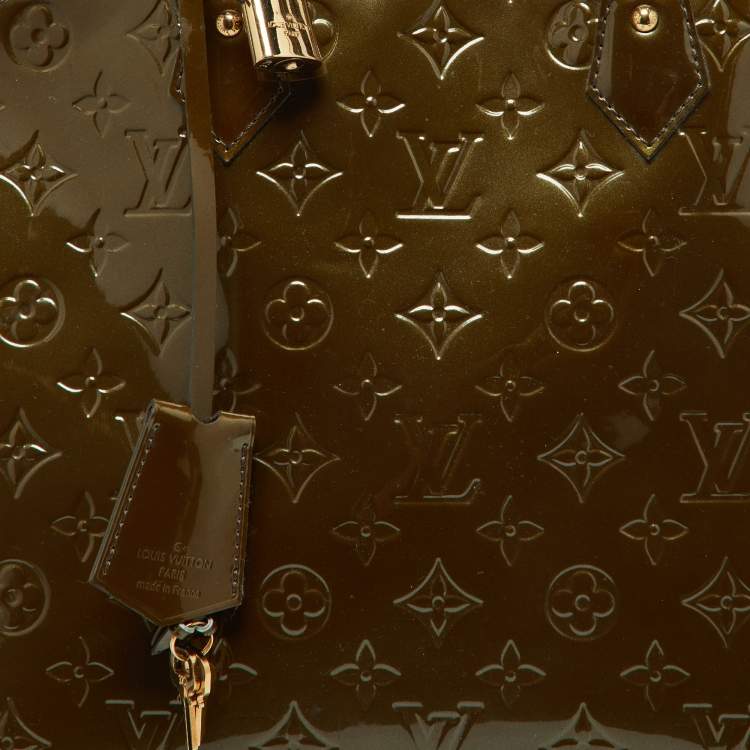 Pre Owned Louis Vuitton Vert Bronze Monogram Vernis Leather Alma GM Bag