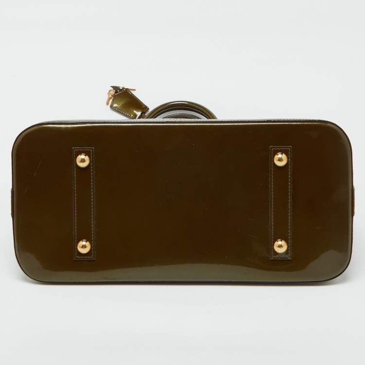 Pre Owned Louis Vuitton Vert Bronze Monogram Vernis Leather Alma GM Bag
