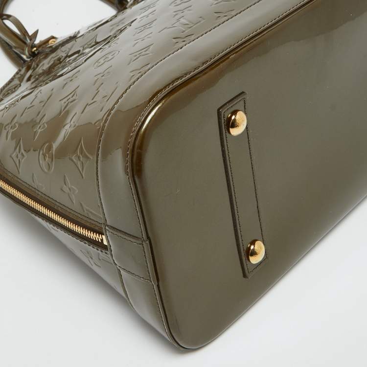 Pre Owned Louis Vuitton Vert Bronze Monogram Vernis Leather Alma GM Bag