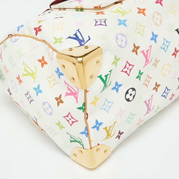 Pre Owned Louis Vuitton White Monogram Multicolore Canvas Speedy 30 Bag