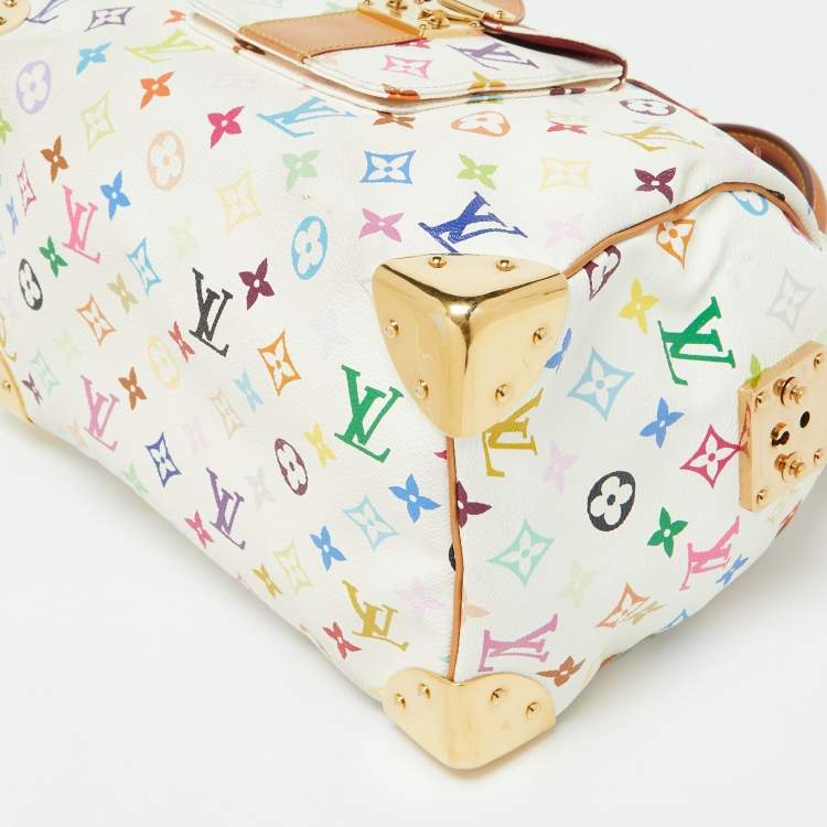 Pre Owned Louis Vuitton White Monogram Multicolore Canvas Speedy 30 Bag