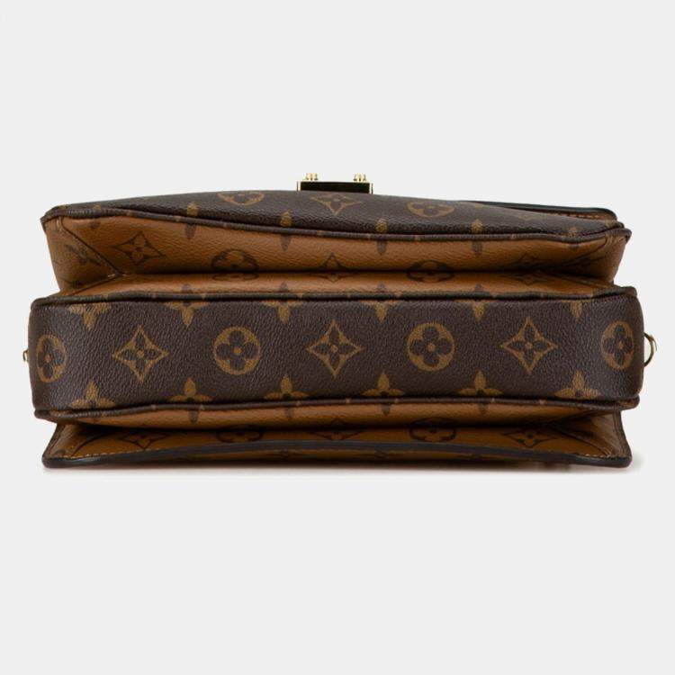 Pre Owned Louis Vuitton Brown Pvc Leather Monogram Reverse Pochette Metis Mm Shoulder Bag