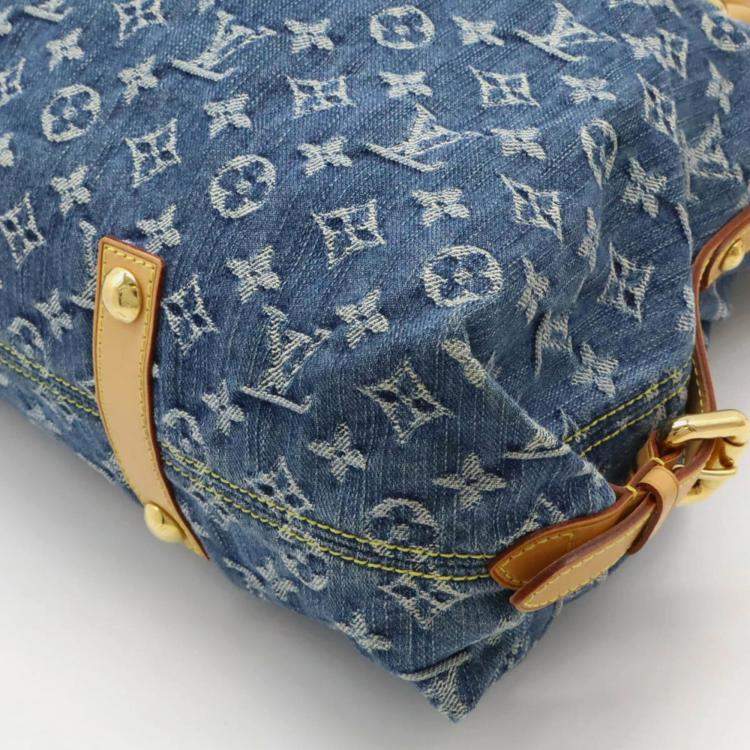 Pre Owned Louis Vuitton Blue Monogram Denim Neo Cavi Gm Tote Bag