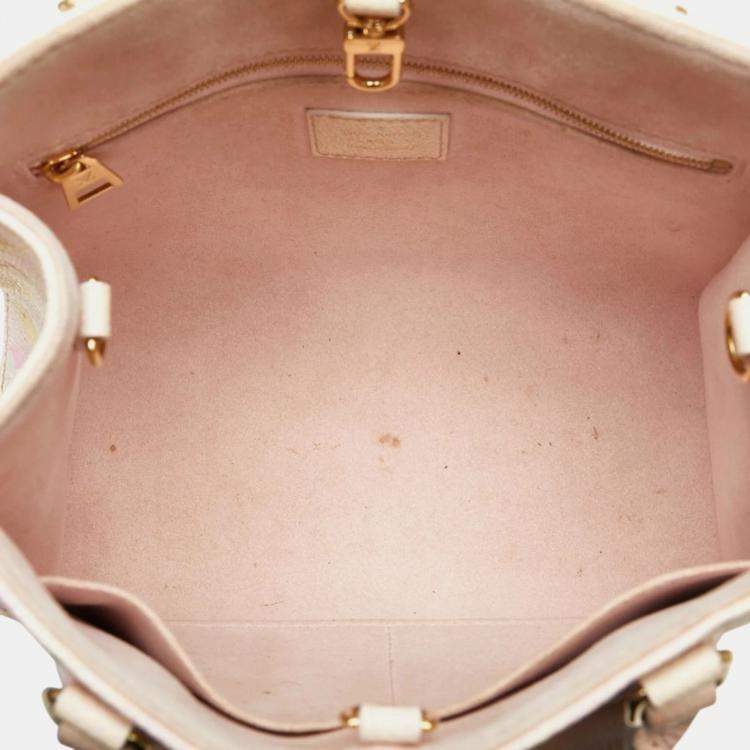 Pre Owned Louis Vuitton Light Pink Yellow Leather Monogram Empreinte OnTheGo PM Handbag