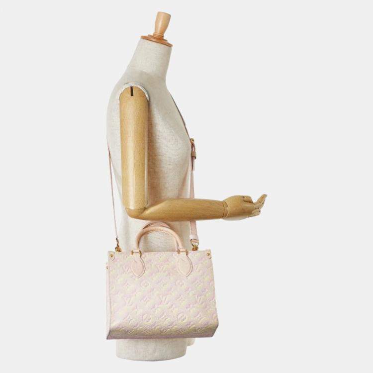 Pre Owned Louis Vuitton Light Pink Yellow Leather Monogram Empreinte OnTheGo PM Handbag