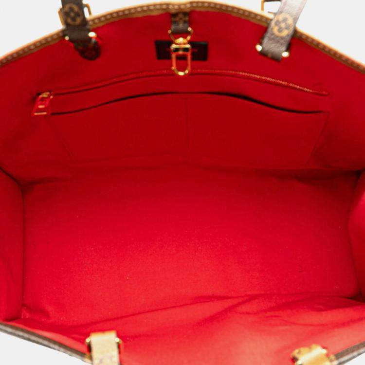 Pre Owned Louis Vuitton Brown Pvc Leather Monogram Giant Reverse On-The-Go Gm Tote Bag