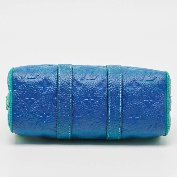 Pre Owned Louis Vuitton Blue/Vert Monogram Taurillon Leather Illusion Keepall XS Bag