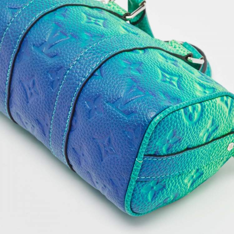 Pre Owned Louis Vuitton Blue/Vert Monogram Taurillon Leather Illusion Keepall XS Bag