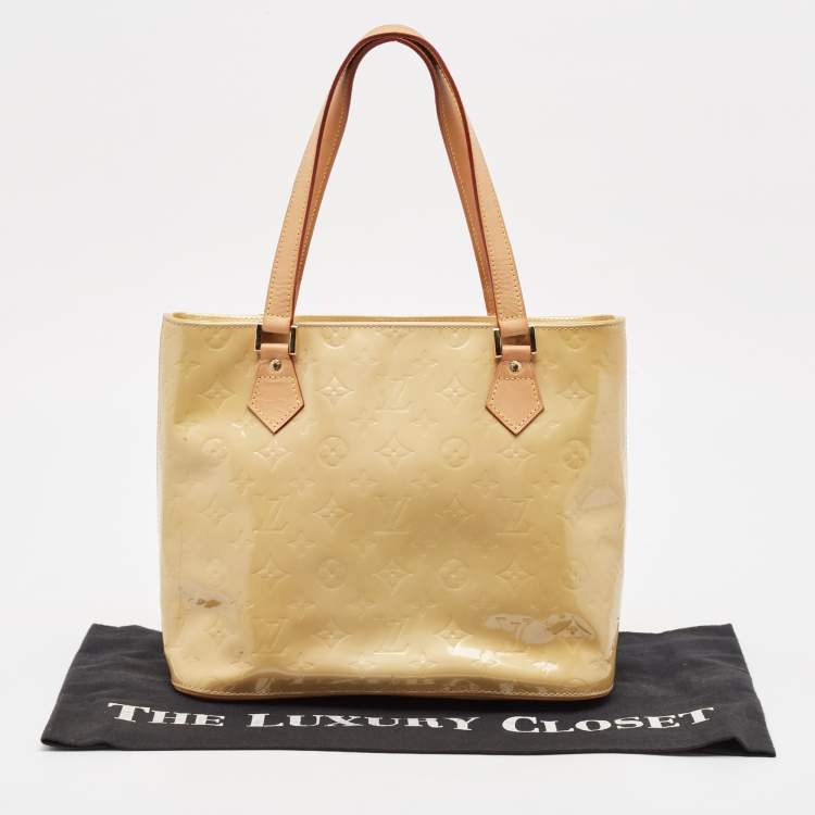 Pre Owned Louis Vuitton Beige Monogram Vernis Houston Bag