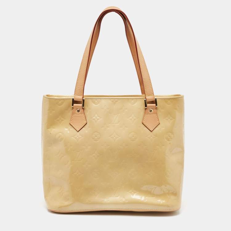 Pre Owned Louis Vuitton Beige Monogram Vernis Houston Bag