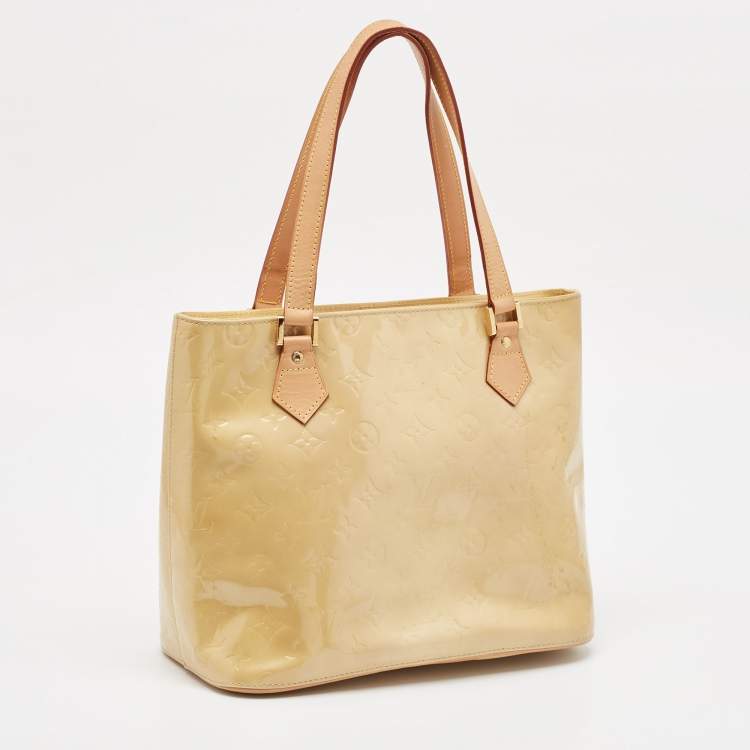 Pre Owned Louis Vuitton Beige Monogram Vernis Houston Bag
