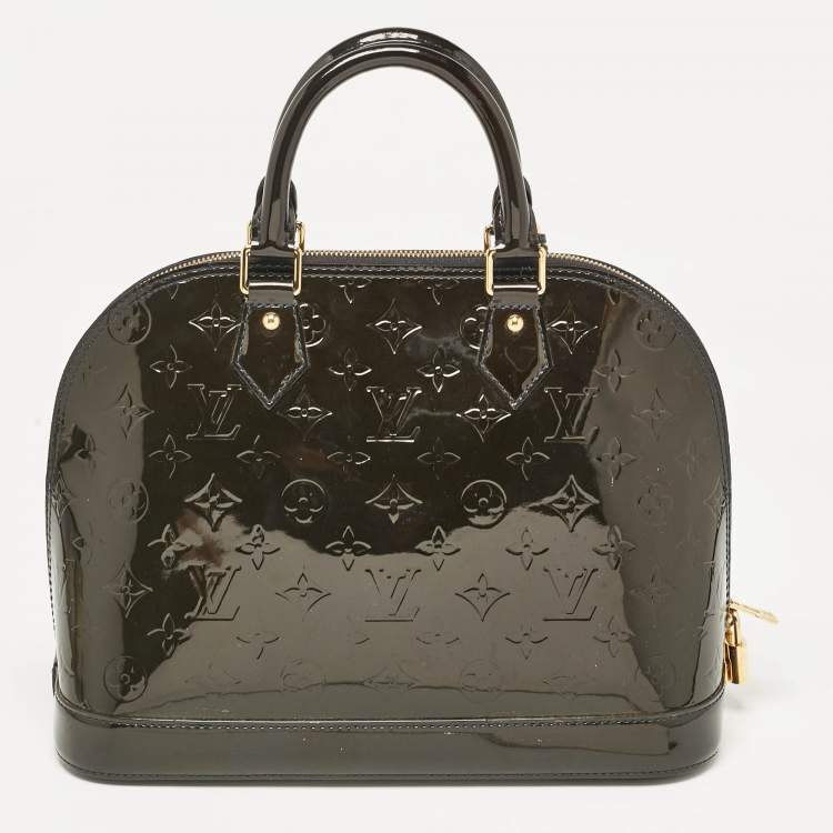 Pre Owned Louis Vuitton Vert Bronze Monogram Vernis Alma PM Bag