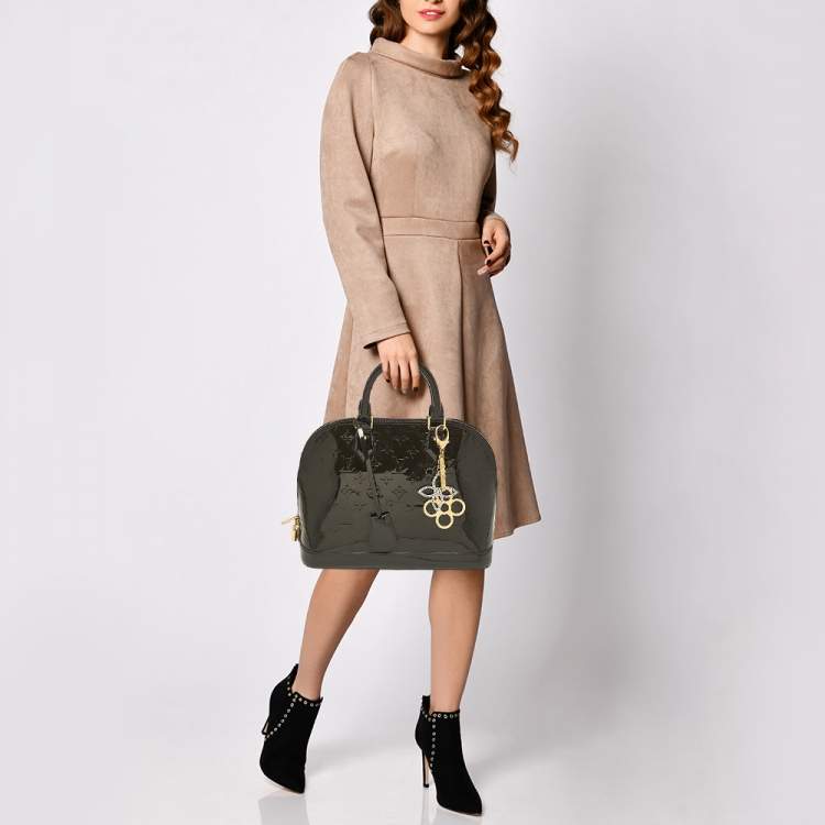 Pre Owned Louis Vuitton Vert Bronze Monogram Vernis Alma PM Bag
