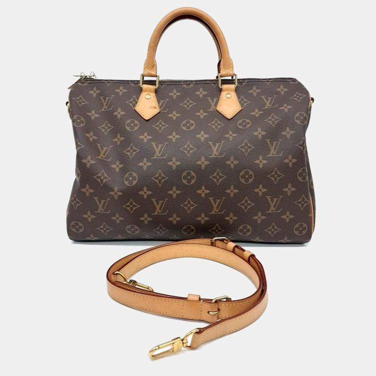 Pre Owned Louis Vuitton Brown PVC Monogram Bandouliere Speedy 35 bag