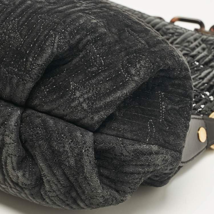 Pre Owned Louis Vuitton Black Monogram Suede and Patent Leather Limited Edition Motard Afterdark Bag