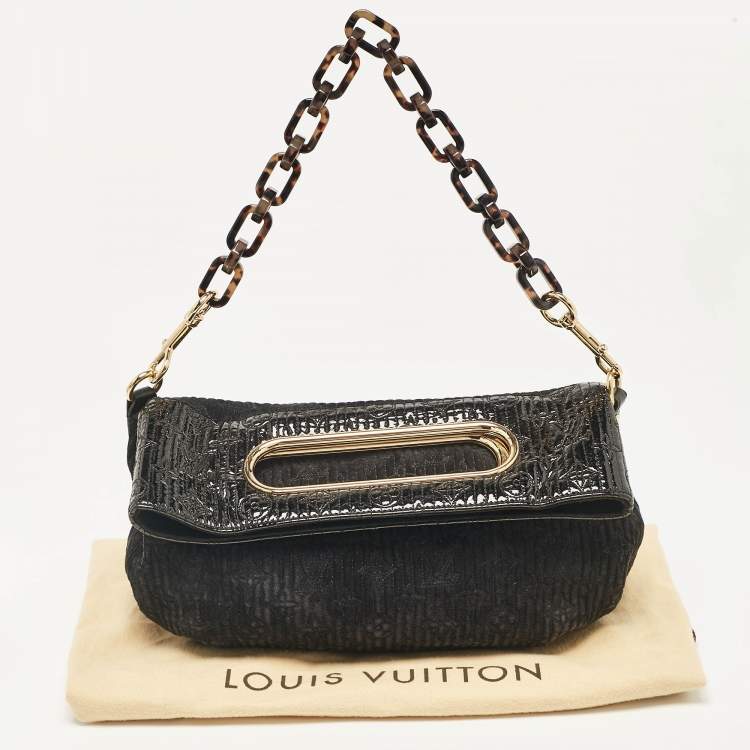Pre Owned Louis Vuitton Black Monogram Suede and Patent Leather Limited Edition Motard Afterdark Bag