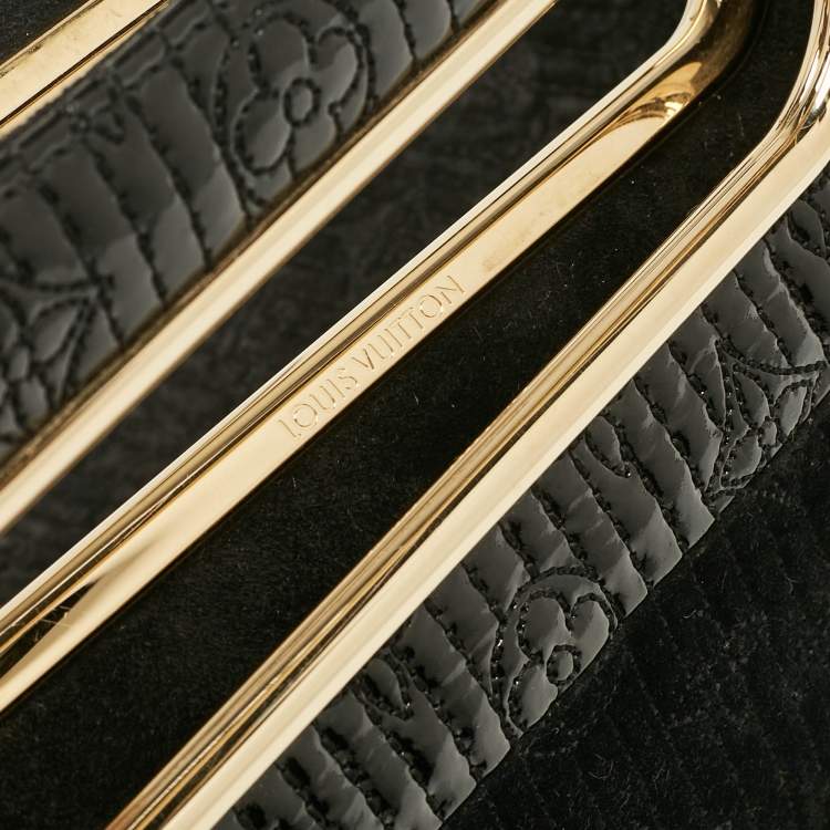 Pre Owned Louis Vuitton Black Monogram Suede and Patent Leather Limited Edition Motard Afterdark Bag