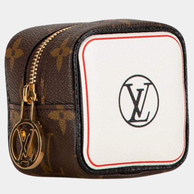 Pre Owned Louis Vuitton Brown Pvc Leather Canvas Monogram Portemonnaie Cube Pouch