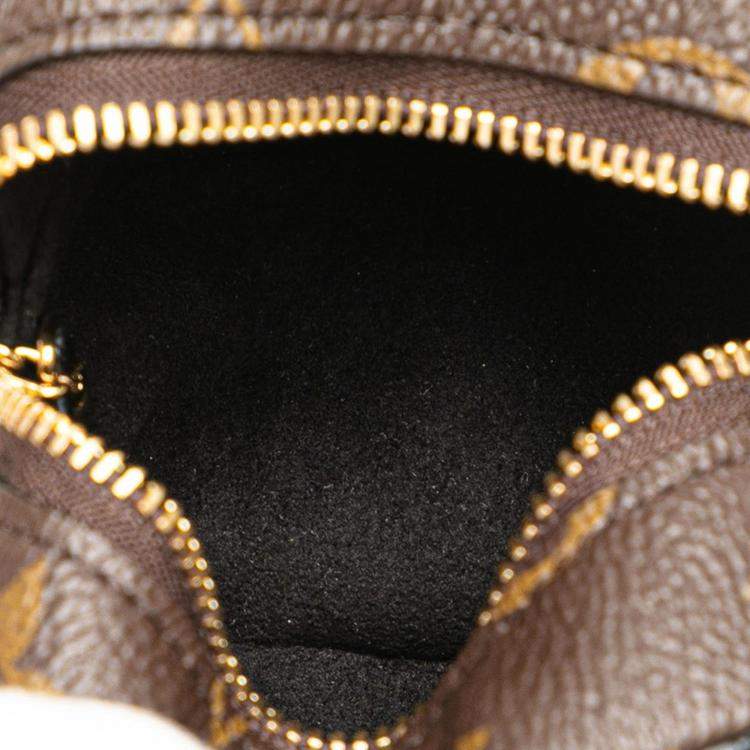 Pre Owned Louis Vuitton Brown Pvc Leather Canvas Monogram Portemonnaie Cube Pouch