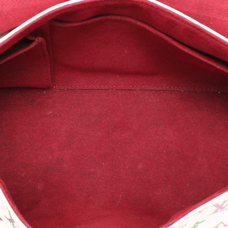 Pre Owned Louis Vuitton White Multicolor Canvas and Leather Beverly MM Bag