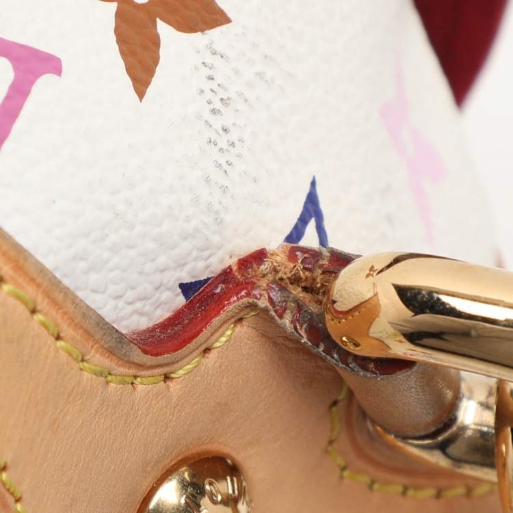 Pre Owned Louis Vuitton White Multicolor Canvas and Leather Beverly MM Bag