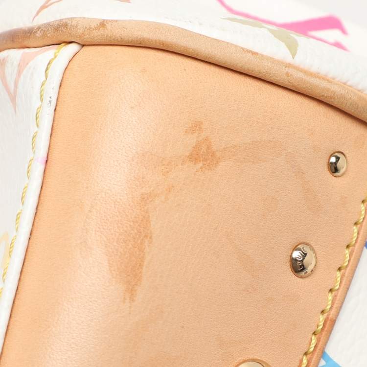 Pre Owned Louis Vuitton White Multicolor Canvas and Leather Beverly MM Bag