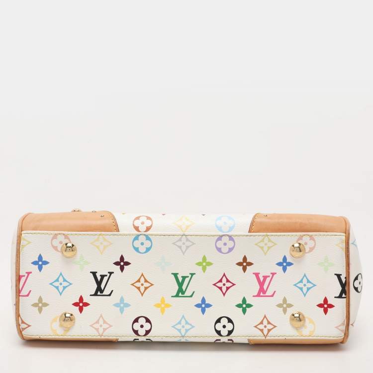 Pre Owned Louis Vuitton White Multicolor Canvas and Leather Beverly MM Bag