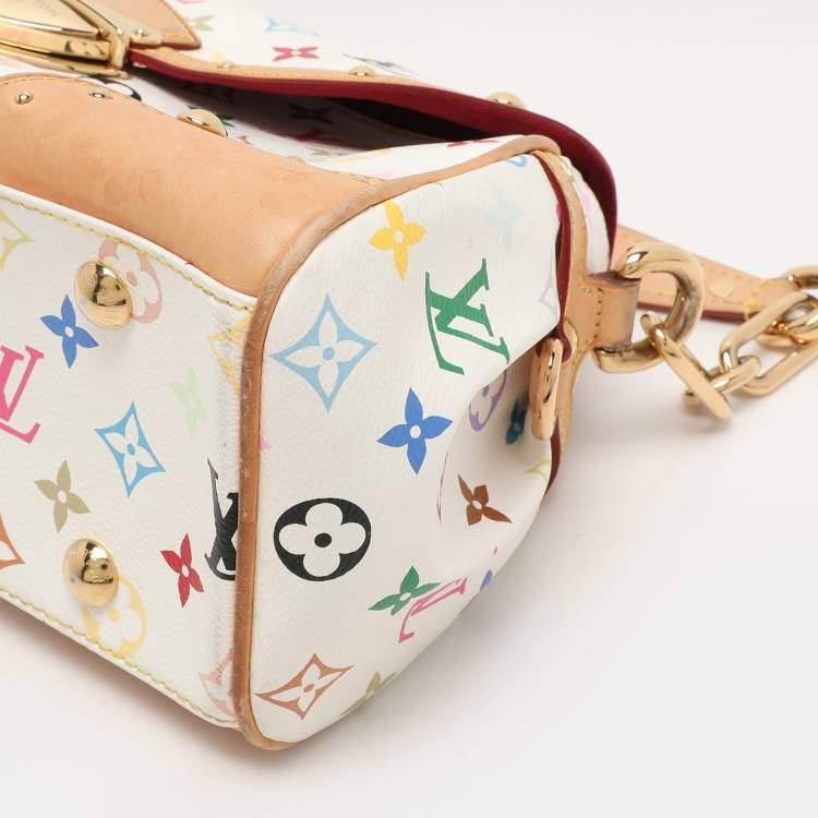 Pre Owned Louis Vuitton White Multicolor Canvas and Leather Beverly MM Bag
