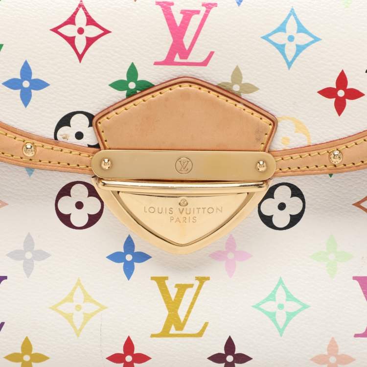 Pre Owned Louis Vuitton White Multicolor Canvas and Leather Beverly MM Bag
