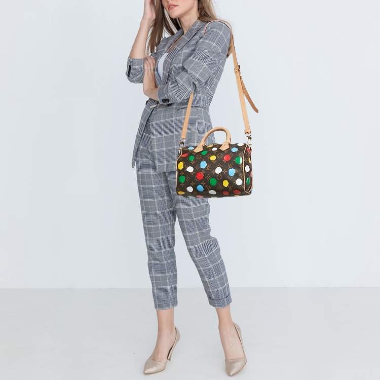 Pre Owned Louis Vuitton x Yayoi Kusama Monogram Dots Canvas Speedy Bandouliere 25 Bag